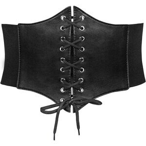 Women's Black Elastic Costume Waist Belt Waspie Corset Belts for Women  Cosplay